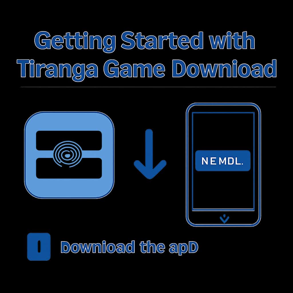 An educational diagram illustrating the steps to begin using Tiranga Game Download.