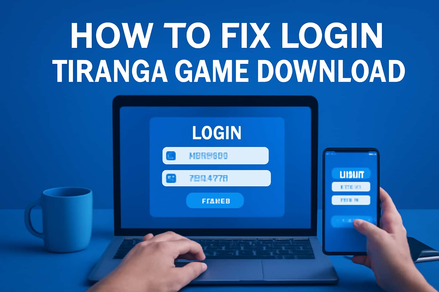 An educational illustration depicting the process of resolving login issues for the Tiranga Game Download.