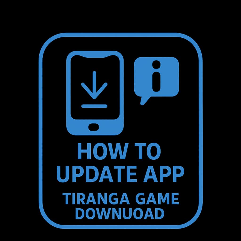 An icon representing guidance on updating the Tiranga Game Download app.