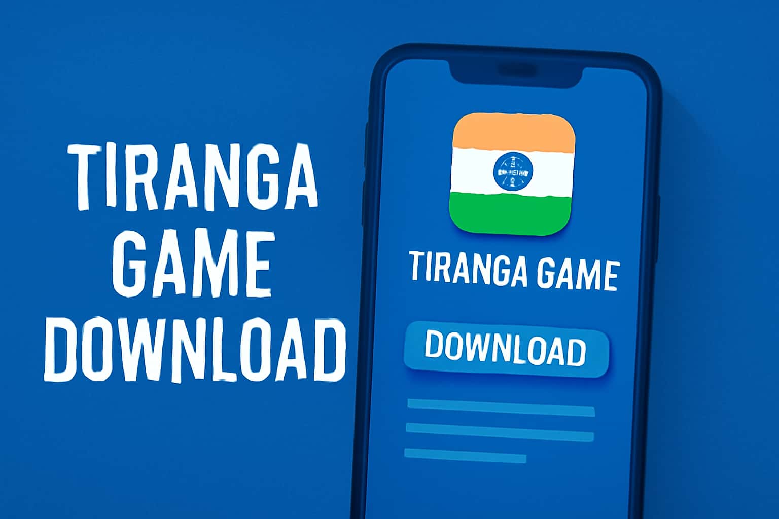 A futuristic design showcasing the features of Tiranga Game Download.