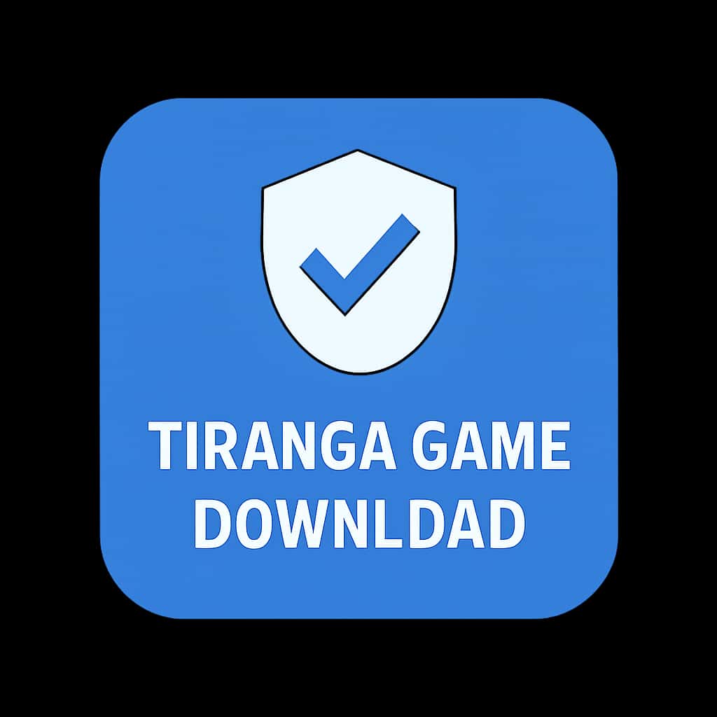 A simple and clean badge icon illustrating secure account tips for Tiranga Game Download.